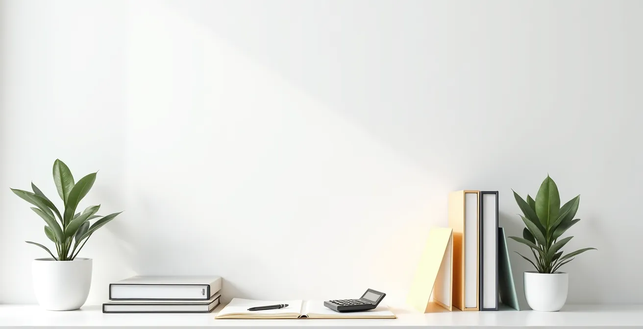 Bureau épuré avec dossiers organisés et espace de travail professionnel